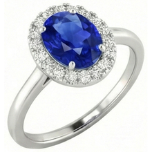 Afbeelding in Gallery-weergave laden, 2,60 karaat saffier met Natuurlijke echte diamanten ( niet in een laboratorium gekweekt ) ring wit goud 14K