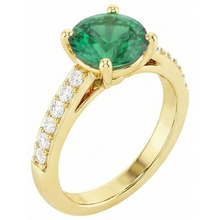 Afbeelding in Gallery-weergave laden, 2,70 karaat groene smaragd met Natuurlijke echte diamant ( niet in het laboratorium gekweekt ) 14K geelgouden verlovingsring
