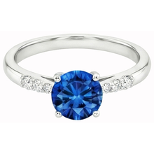 Afbeelding in Gallery-weergave laden, echte round saffier 2.75karaat ring zijaanzicht