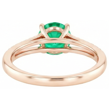 Afbeelding in Gallery-weergave laden, 2,85 ct rond geslepen groene smaragd met Natuurlijke echte diamant ( niet in het laboratorium gekweekt ) 14K roségoud