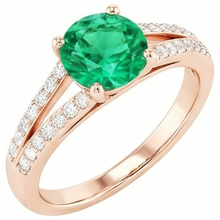 Afbeelding in Gallery-weergave laden, 2,85 ct rond geslepen groene smaragd met Natuurlijke echte diamant ( niet in het laboratorium gekweekt ) 14K roségoud