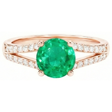 Afbeelding in Gallery-weergave laden, 2,85 ct rond geslepen groene smaragd met Natuurlijke echte diamant ( niet in het laboratorium gekweekt ) 14K roségoud