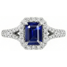 Afbeelding in Gallery-weergave laden, 2,85 karaat blauwe saffier en Natuurlijke echte diamanten ( niet in een laboratorium gekweekt ) ringtand set 14K witgoud