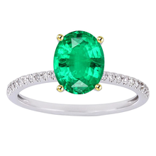 Afbeelding in Gallery-weergave laden, Ovaal Smaragd ring in Tweekleurig 14K Goud – hoofdaanzicht