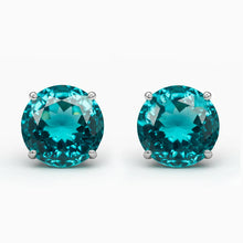 Afbeelding in Gallery-weergave laden, 2ct ronde Paraiba oorbel witgoud