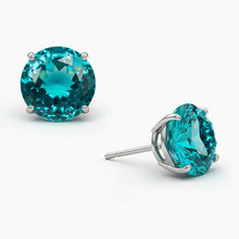 Afbeelding in Gallery-weergave laden, 2ct ronde Paraiba oorbel witgoud