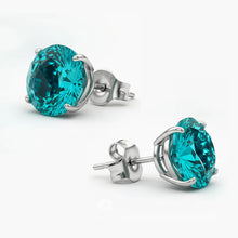 Afbeelding in Gallery-weergave laden, 2ct ronde Paraiba oorbel witgoud