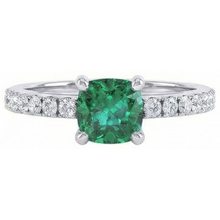 Afbeelding in Gallery-weergave laden, 3.2 ct groene smaragd met Natuurlijke echte diamanten ( niet in een laboratorium gekweekt ) trouwring wit goud 14k