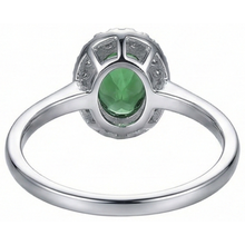 Afbeelding in Gallery-weergave laden, 3.2 ct ovale groene smaragd halo diamanten ring 14 kt wit goud Nieuw
