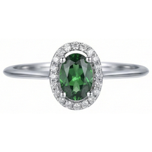 Afbeelding in Gallery-weergave laden, 3.2 ct ovale groene smaragd halo diamanten ring 14 kt wit goud Nieuw