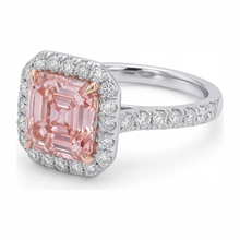Afbeelding in Gallery-weergave laden, Dames verlovingsring met roze diamant 3,25 karaat labgekweekt Asscher Halo 14K witgoud