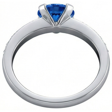 Afbeelding in Gallery-weergave laden, 3.25 ct ronde Sri Lanka saffier Natuurlijke echte diamanten ( niet in een laboratorium gekweekt ) ring goud 14K
