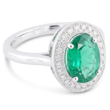 Afbeelding in Gallery-weergave laden, 3.25 karaat groene smaragd en Natuurlijke echte diamanten ( niet in een laboratorium gekweekt ) ring wit goud 14K