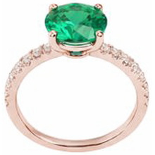 Afbeelding in Gallery-weergave laden, 3.25 karaat ronde Groente smaragd en Natuurlijke echte diamanten ( niet in een laboratorium gekweekt ) ring goud Rose 14K edelsteen
