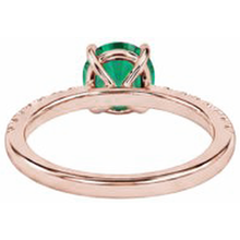 Afbeelding in Gallery-weergave laden, 3.25 karaat ronde Groente smaragd en Natuurlijke echte diamanten ( niet in een laboratorium gekweekt ) ring goud Rose 14K edelsteen