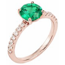 Afbeelding in Gallery-weergave laden, 3.25 karaat ronde Groente smaragd en Natuurlijke echte diamanten ( niet in een laboratorium gekweekt ) ring goud Rose 14K edelsteen