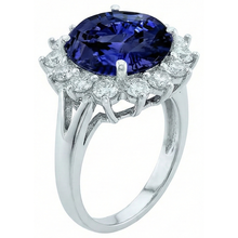 Afbeelding in Gallery-weergave laden, echte round tanzaniet 3.26karaat ring close-up detail
