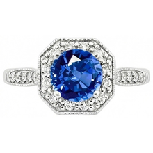 Afbeelding in Gallery-weergave laden, echte round saffier 3.35karaat ring zijaanzicht