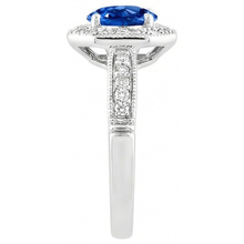 Afbeelding in Gallery-weergave laden, 3.35 Ct Sri Lankaanse Saffier En Diamanten Ring Wit Goud 14K