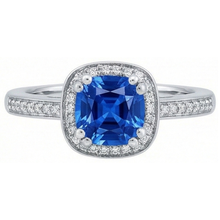 Afbeelding in Gallery-weergave laden, 3.35 karaat Ceylon blauwe saffier en ronde Natuurlijke echte diamanten ( niet in een laboratorium gekweekt ) verlovingsring