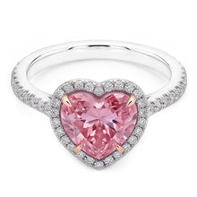 Afbeelding in Gallery-weergave laden, 3.35 karaat hart roze saffier en ronde kleine Natuurlijke echte diamanten ( niet in een laboratorium gekweekt ) edelsteen ring