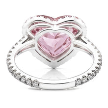 Afbeelding in Gallery-weergave laden, 3.35 karaat hart roze saffier en ronde kleine Natuurlijke echte diamanten ( niet in een laboratorium gekweekt ) edelsteen ring