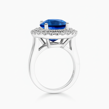 Afbeelding in Gallery-weergave laden, 3.40 ct ovale Ceylon saffier met ronde diamanten ring witgoud