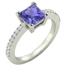 Afbeelding in Gallery-weergave laden, echte princess tanzaniet 3.40karaat ring close-up detail