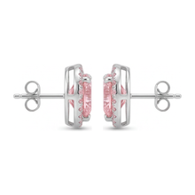 Afbeelding in Gallery-weergave laden, Roze diamanten oorbellen 3,5 karaat labgekweekt hart halo 14K witgoud