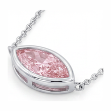 Afbeelding in Gallery-weergave laden, Roze Diamanten Ketting 3,5 Karaat Labgekweekt Marquise Lunette Hanger 14K Witgoud