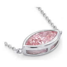 Afbeelding in Gallery-weergave laden, Roze Diamanten Ketting 3,5 Karaat Labgekweekt Marquise Lunette Hanger 14K Witgoud