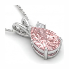 Afbeelding in Gallery-weergave laden, Labgekweekte roze diamanten halsketting 3,5 karaat peervormige bypass-hanger 14K witgoud