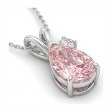Afbeelding in Gallery-weergave laden, Labgekweekte roze diamanten halsketting 3,5 karaat peervormige bypass-hanger 14K witgoud