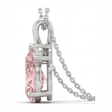 Afbeelding in Gallery-weergave laden, Labgekweekte roze diamanten halsketting 3,5 karaat peervormige bypass-hanger 14K witgoud