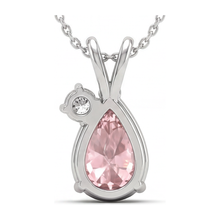 Afbeelding in Gallery-weergave laden, Labgekweekte roze diamanten halsketting 3,5 karaat peervormige bypass-hanger 14K witgoud