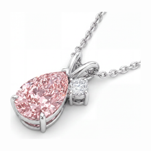 Afbeelding in Gallery-weergave laden, Labgekweekte roze diamanten halsketting 3,5 karaat peervormige bypass-hanger 14K witgoud