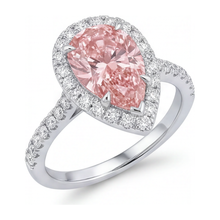 Afbeelding in Gallery-weergave laden, Verlovingsring met roze diamant 3,5 karaat labgekweekt peervormige halo 14K Witgoud