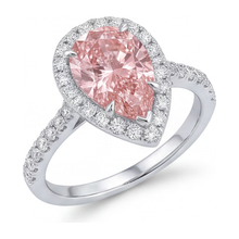 Afbeelding in Gallery-weergave laden, Verlovingsring met roze diamant 3,5 karaat labgekweekt peervormige halo 14K Witgoud