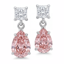 Afbeelding in Gallery-weergave laden, Roze diamanten oorbellen 3,5 karaat labgekweekte peervormige solitaire 14K witgoud