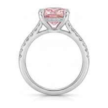 Afbeelding in Gallery-weergave laden, Roze diamanten ring 3,5 karaat labgekweekt rond pavé 14k Witgoud
