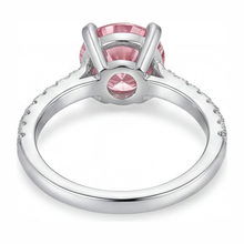 Afbeelding in Gallery-weergave laden, Roze diamant verlovingsring 3,5 karaat labgekweekt rond pavé kathedraal 14K witgoud