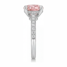 Afbeelding in Gallery-weergave laden, Roze diamanten ring 3,5 karaat labgekweekt rond pavé 14k Witgoud