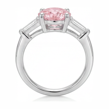 Afbeelding in Gallery-weergave laden, Roze diamanten ring 3,5 karaat labgekweekt rond driesteens 14K witgoud