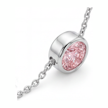 Afbeelding in Gallery-weergave laden, Collier met roze diamant 3,5 karaat labgekweekt ronde lunette hanger 14K witgoud