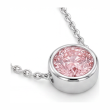 Afbeelding in Gallery-weergave laden, Collier met roze diamant 3,5 karaat labgekweekt ronde lunette hanger 14K witgoud