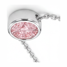 Afbeelding in Gallery-weergave laden, Collier met roze diamant 3,5 karaat labgekweekt ronde lunette hanger 14K witgoud