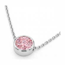 Afbeelding in Gallery-weergave laden, Collier met roze diamant 3,5 karaat labgekweekt ronde lunette hanger 14K witgoud