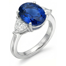 Afbeelding in Gallery-weergave laden, echte trillion saffier 3.50karaat ring bovenaanzicht