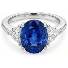 Afbeelding in Gallery-weergave laden, echte trillion saffier 3.50karaat ring close-up detail