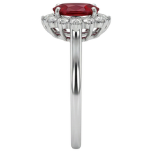 Afbeelding in Gallery-weergave laden, 3.50 Karaat Robijn Met Diamanten Bloem Halo Ring Wit Goud 14K